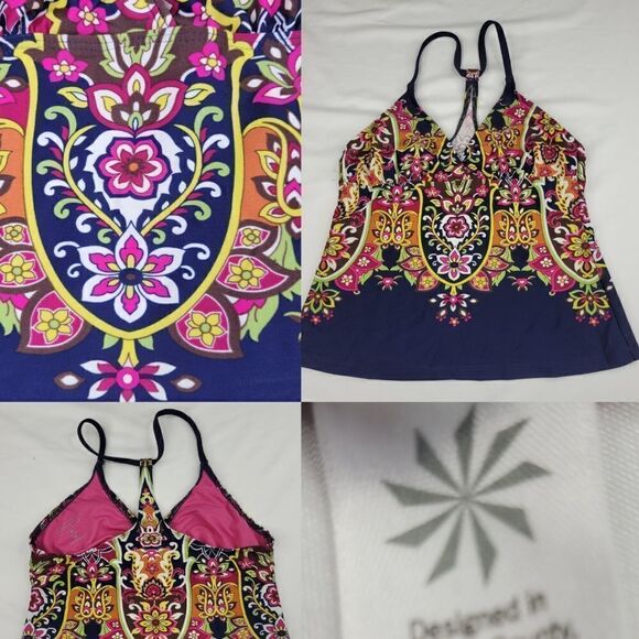 XS ATHLETA OFFSHORE PAISLEY BLUE PINK TANK TANKINI SWIM SUP TOP EXTRA SMALL - Picture 1 of 11